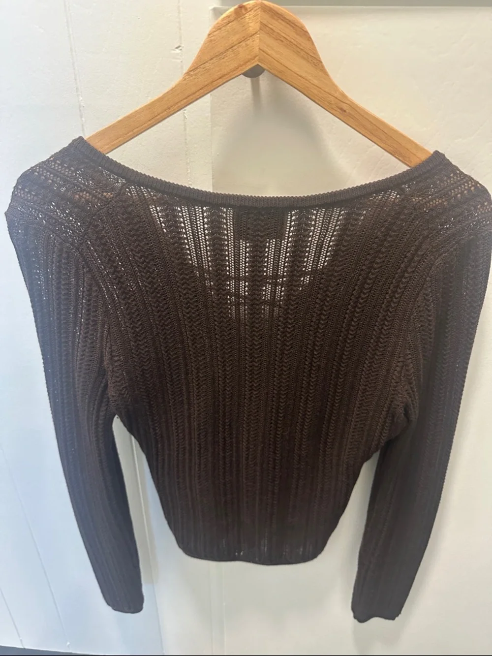 Reformation Nadia Regenerative Wool Lace Up Sweater Chocolate Brown Size Medium